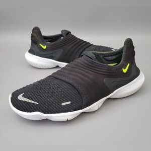 Nike Free Run Flyknit 3.0 Running Black Green Volt AQ5708-001 Shoes-Womens 6.5